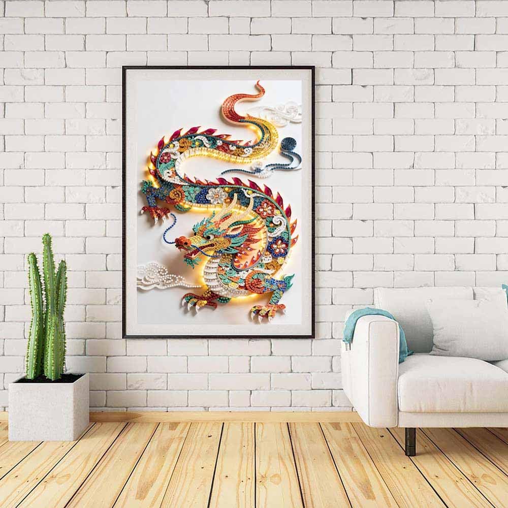 Dragon Special Shape Diamond Art Kits For Adults Beginners,DIY Crystal Rhinestones Diamond Painting Kit For Crafts For Adults,5D Diamond Art Painting Mosaic Making For Home Wall Decor 12 X 16inch