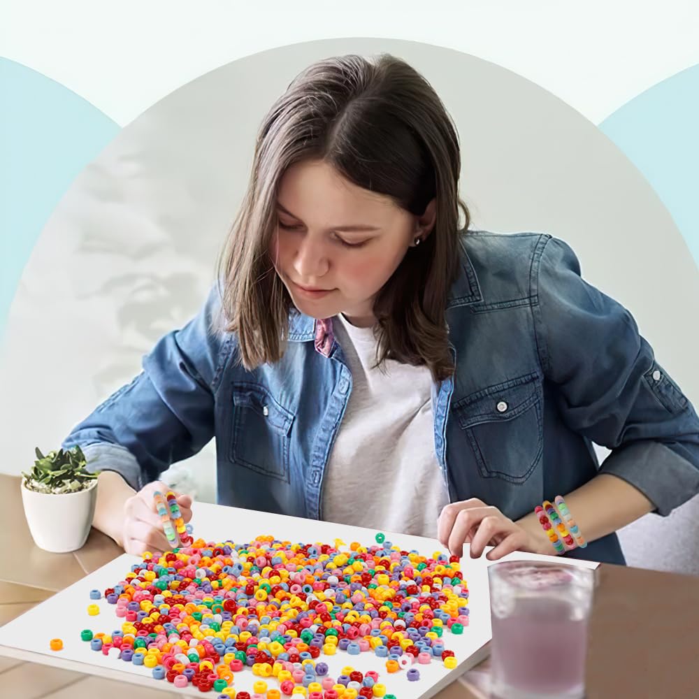 1100pcs Pony Beads,Friendship Bracelet Beads Colored,Beads for Jewelry Making,Hair Beads,Beads for Bracelets Making,Beads for Crafts,Pony Beads Bulk Kandi Beads Cute Small Beads
