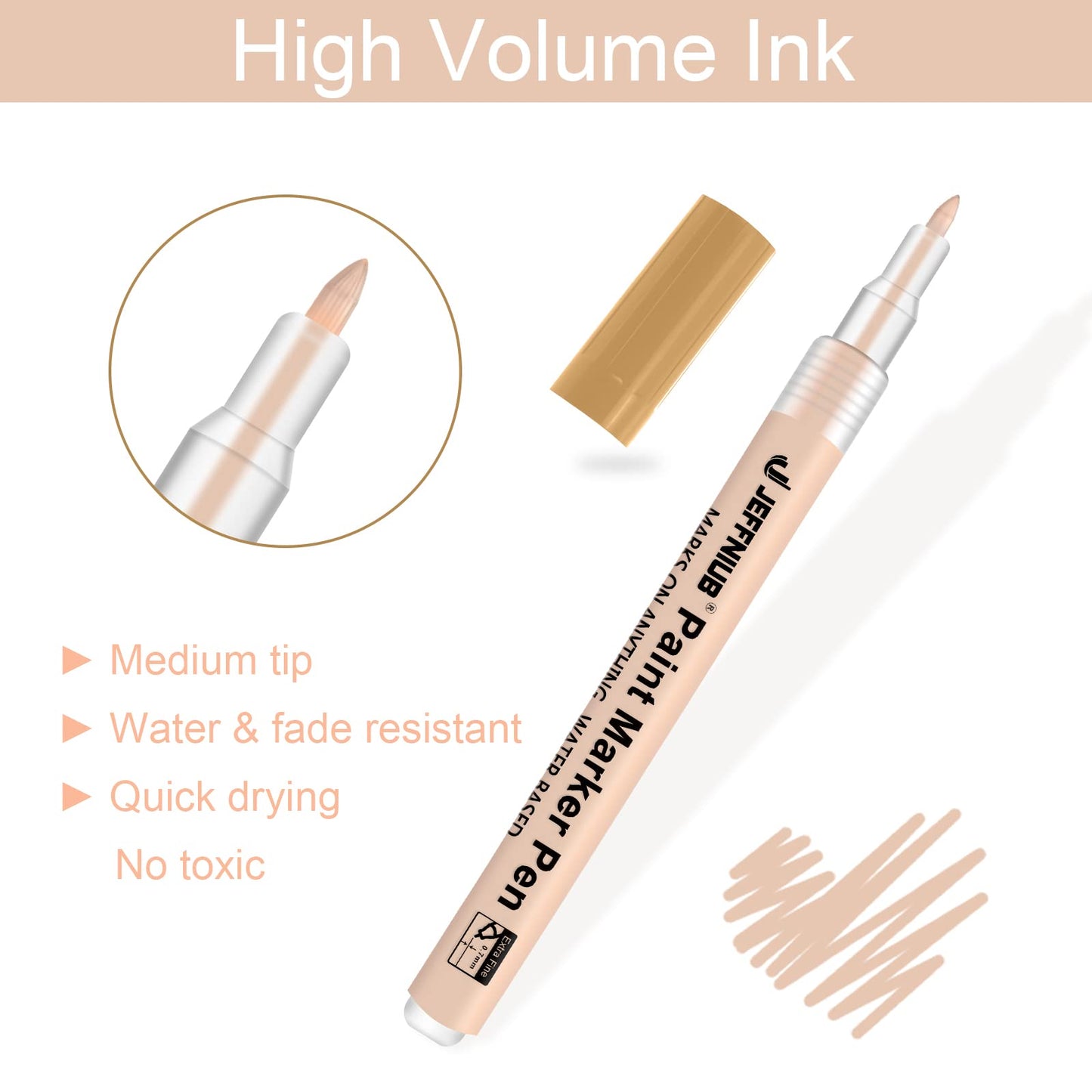 YOOHO Skin Tone Acrylic Paint Pens, Paint Markers for Wood,Glass,Fabric,Rocks Painting Paint Pens (0.7skin tone)