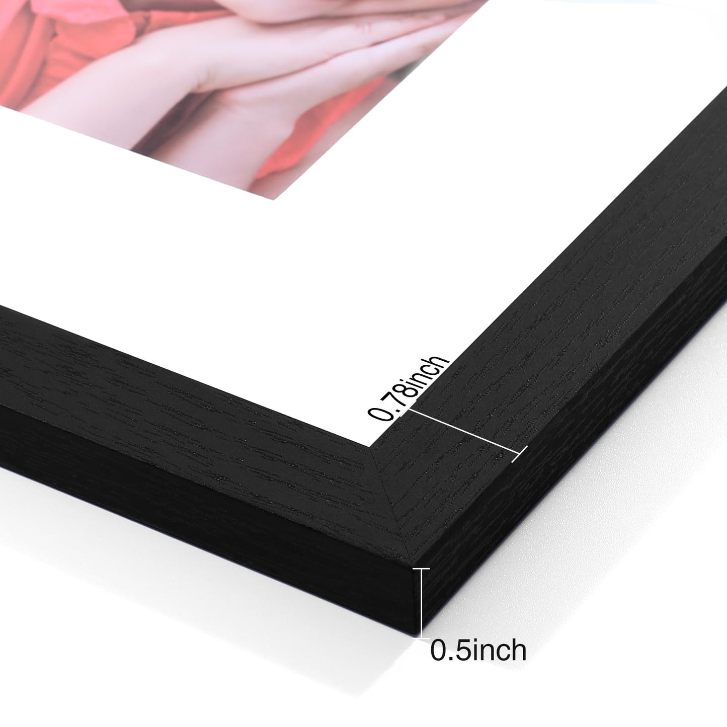 Vittanly 8x10 Picture Frames Set of 9, Shatter Resistant Plexiglass, Display 5x7 Pictures with Mat or 8x10 without Mat, Photo Frames for Wall or Tabletop, Engineered Wood, Black