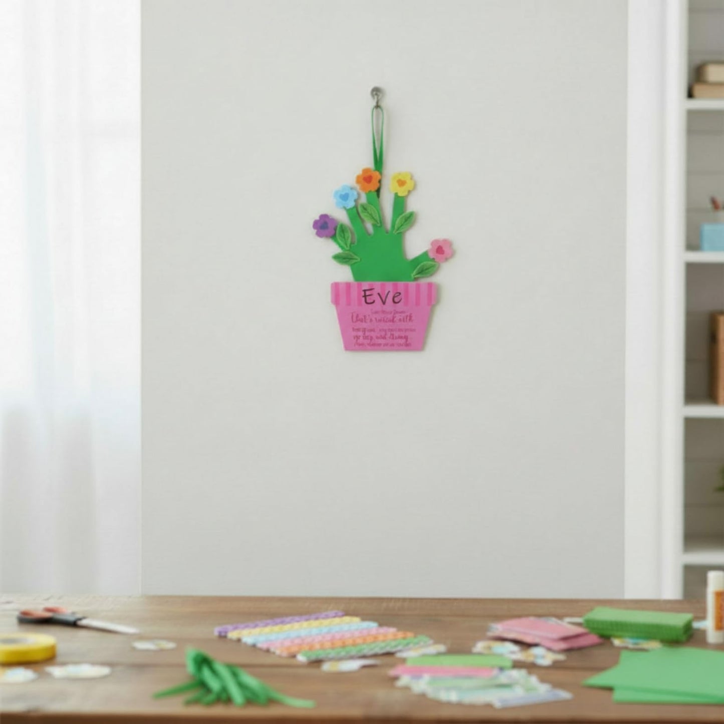 Syhood 24 Set Mother's Day Craft Kit Handprint Flowers Pot for Mom Inspirational DIY Craft Kit Gift for Home Activities