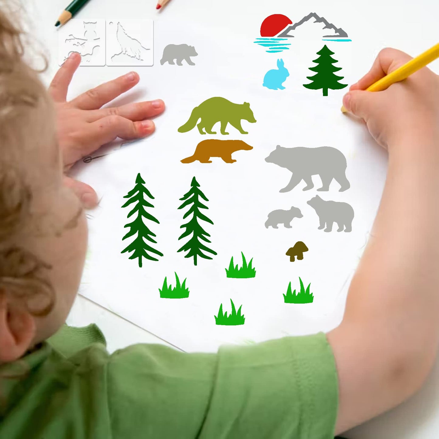 Small Stencils for Painting on Wood Reusable, 3 Inch Reusable Stencil for Craft Ornament Paint Template Stencils for Wall Card Rock Wood Signs Coasters Canvas Home Decor (Animal Wildlife)