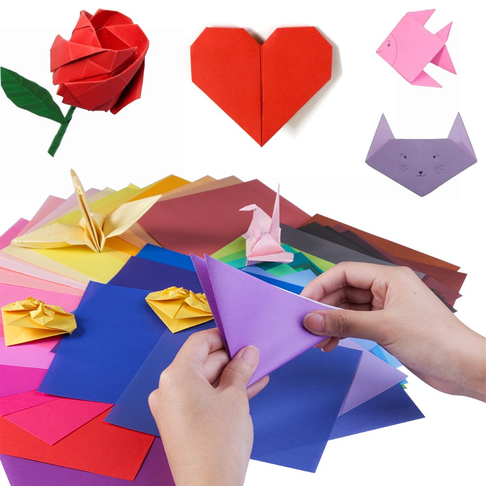 Opret Origami Paper Large, 100 Sheets 20x20cm / 8 inch Large Origami Paper 50 Vivid Colors Single Sided for Arts and Crafts Projects
