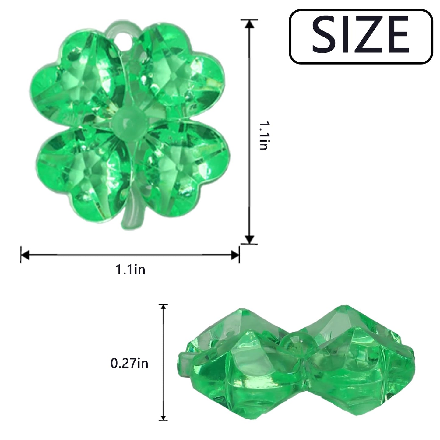 Acrylic Shamrocks St Patricks Day Decorations, 65pcs Mini Green Clear Crystal Clover Vase Filler Ornaments for Table Centerpieces DIY Crafts