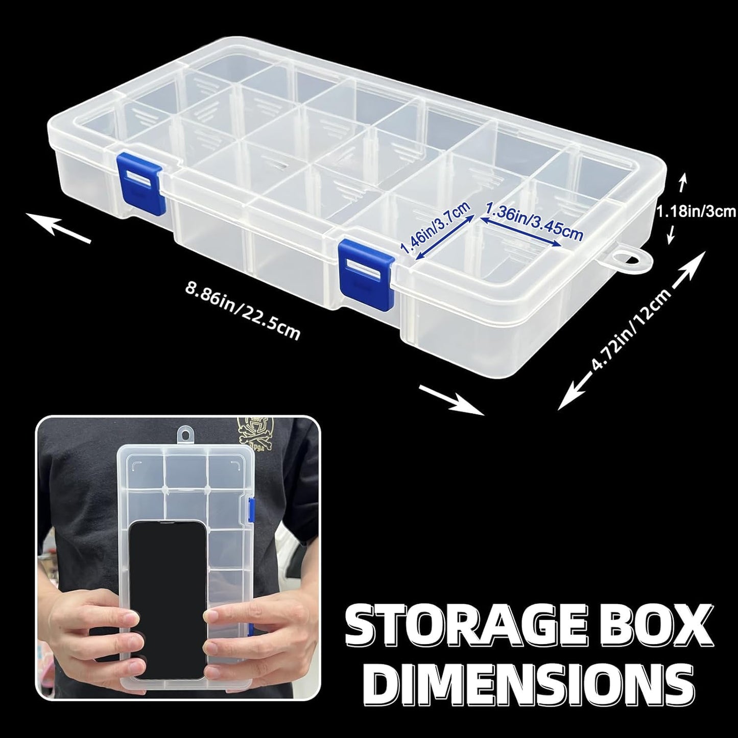 DUOFIRE Plastic Organizer Container Storage Box Adjustable Divider Removable Grid Compartment for Jewelry Beads Earring Tool Fishing Hook Small Accessories(18 grids, Pink X 2)