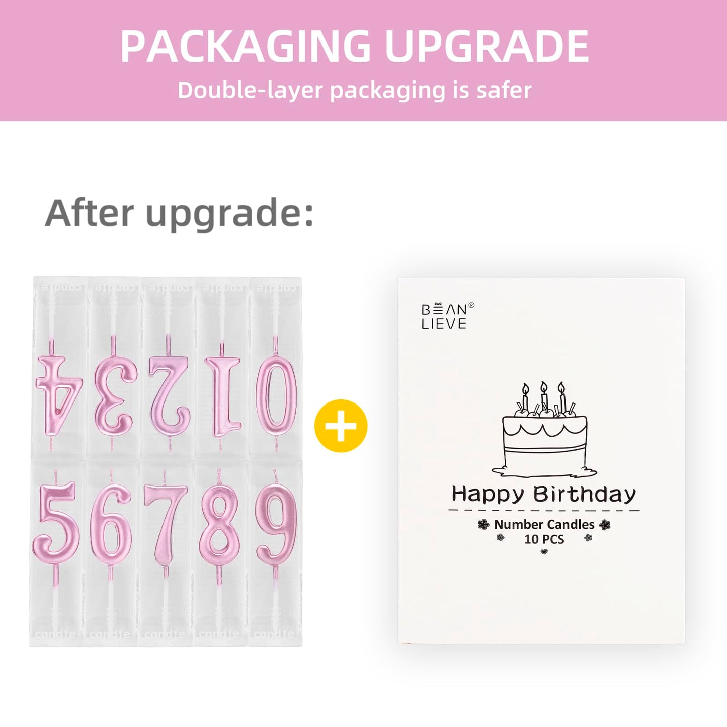 Beanlieve Rose Gold Birthday Candles - Cake Numeral Candles Number 0-9 Glitter Cake Topper Decoration for Birthday,Wedding Anniversary,Party Celebration(10 Pieces)