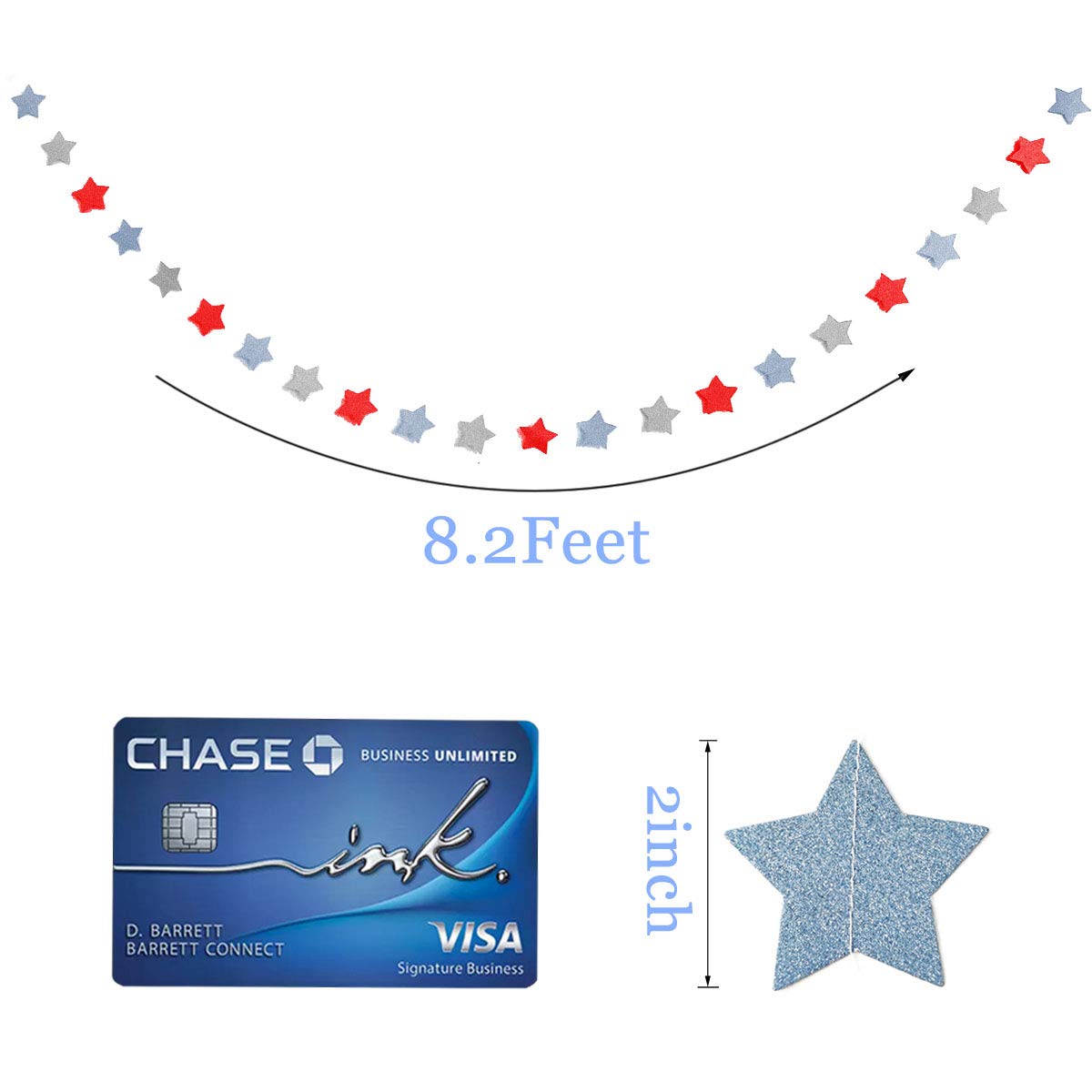 6 Pack Patriotic Star Streamers Garland Red White Blue Bunting Banner Paper Hanging Decorations for 4th of July American Independence Day Labor Day Holiday Memorial Day Party Supplies (50 Feet)