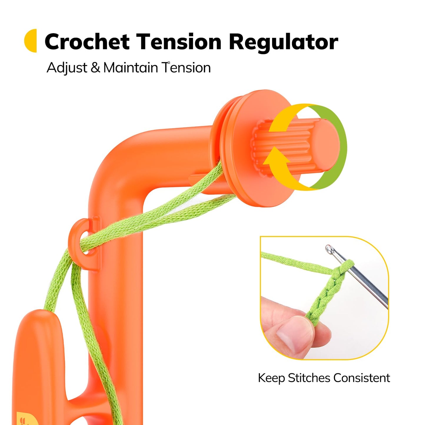 Crochet Holder for Beginners - Crochet Helper to Learn How to Crochet and Make Magic Rings, 3 in 1 Magic Rings Tool, Yarn Tension Regulator and Yarn Guide Tool, Crochet Tool for Beginners (Orange)