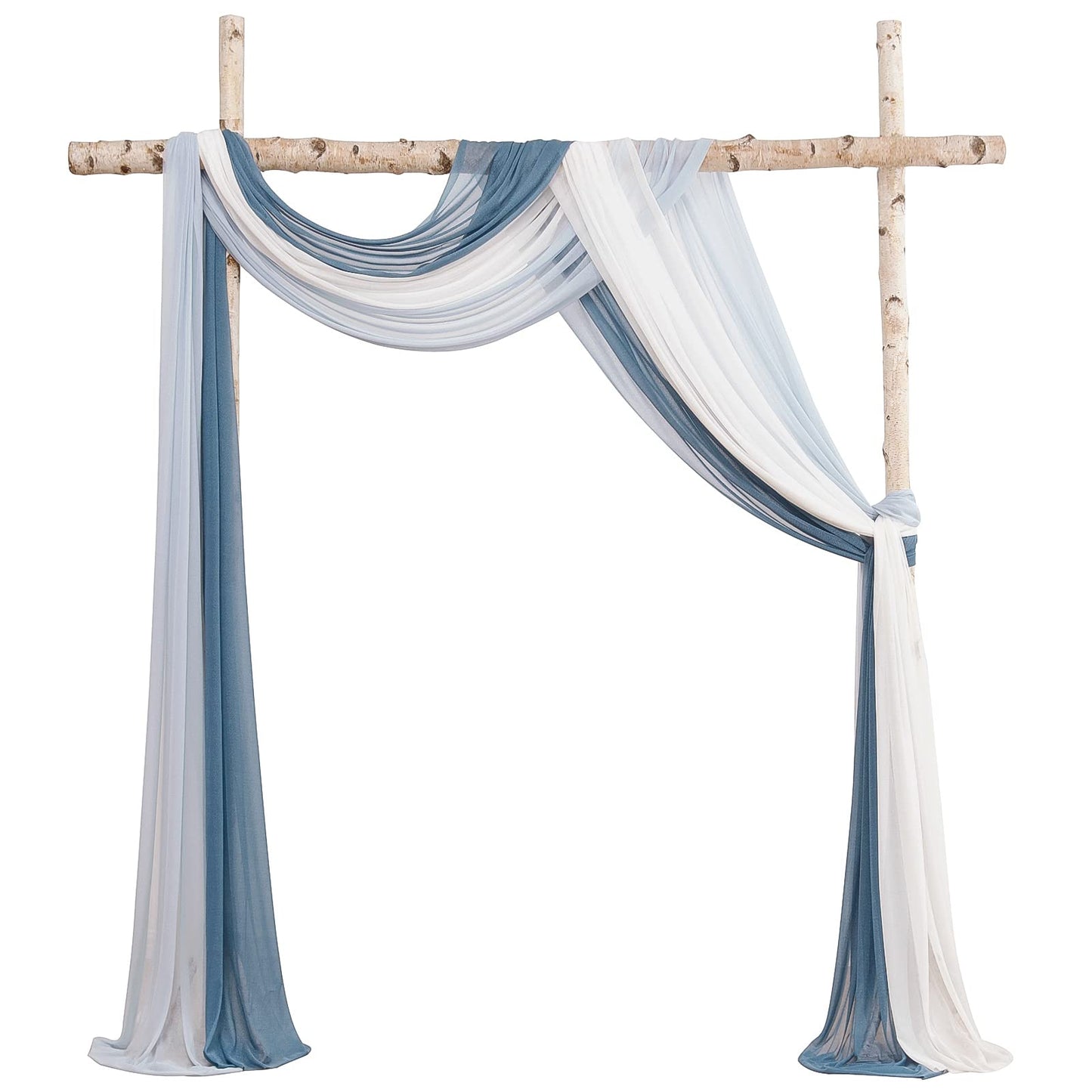 Wedding Arch Draping Fabric 3 Panels 20Ft Chiffon Fabric Drapes Arbor Drapery Wedding Ceremony Reception Swag Decorations (Dusty Blue +Powder Blue +White)