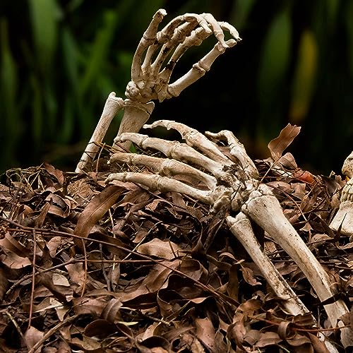 Halloween Skeleton Stakes Decorations, Creepy Hands Arms with Lawn Stakes, Realistic Skeleton Bones for Outdoor Party Yard Lawn Garden Graveyard Haunted House Decor