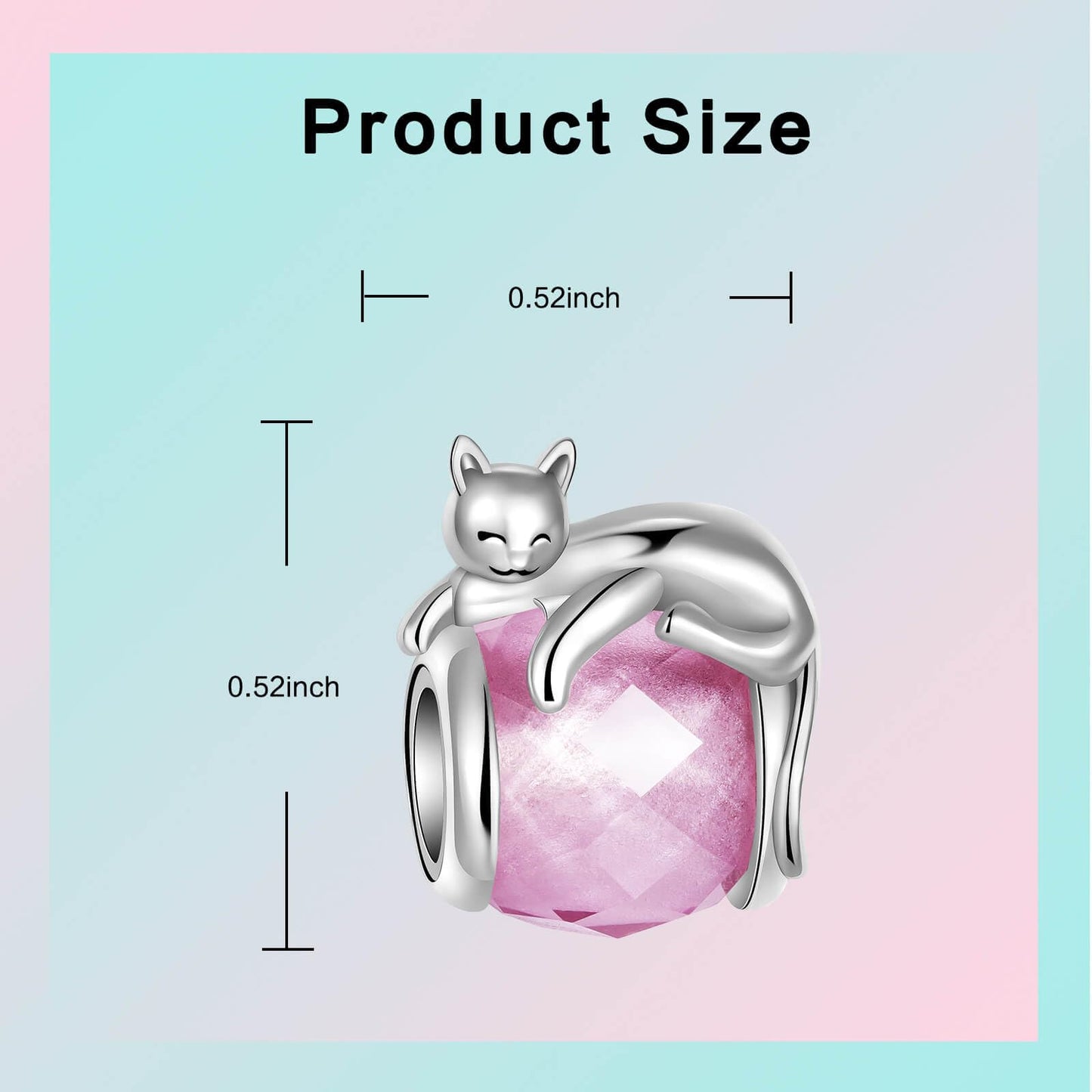 LUXILLA Cat Charm 925 Sterling Silver Fits Bracelets Necklace Pendant Bead Charms Jewelry Gift for Women Family Friends