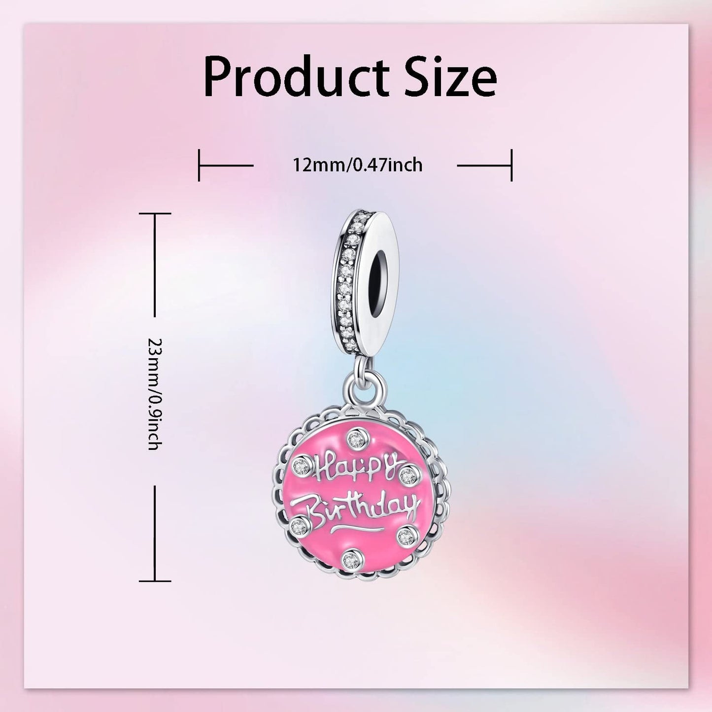 Alstade Happy Birthday Cake Charm 925 Sterling Silver Charms fits Bracelets and Necklace Pendant Bead Charms Jewelry Present for Women Family Friends