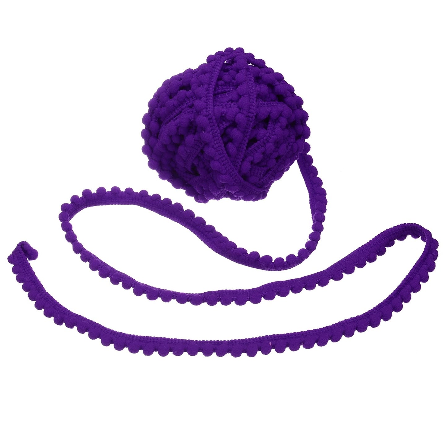 8.5 Yards Pom Trim Ribbon, 0.5" Wide Deep Purple Pom Ball Fringe Trim Sewing Fringe Fabric Trim Ribbon for DIY Crafts Curtain Clothes Pillow Home Decoration