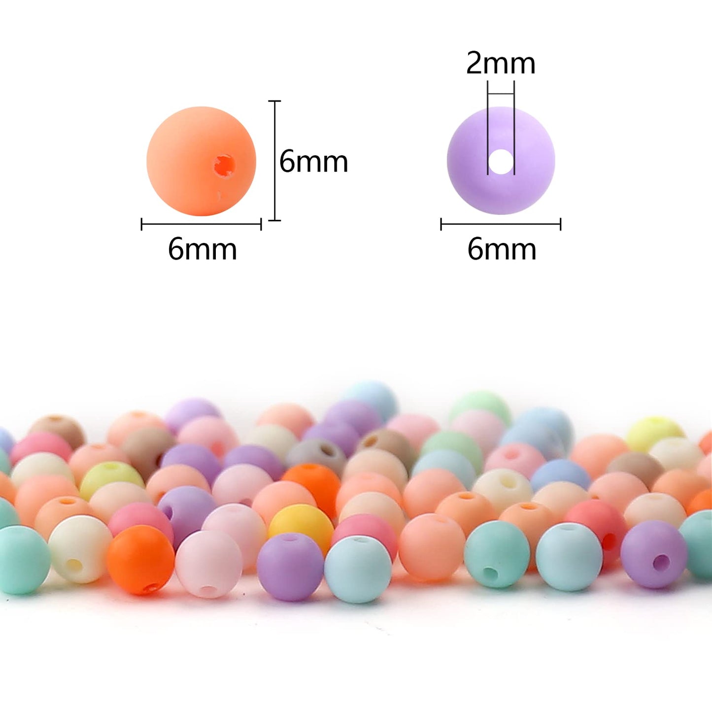 1000PCs 6MM Matte Mix Colors Acrylic Round Beads, Frosted Round Acrylic Balls Gumball Beads, Bubblegum Beads Chunky Beads, Plastic Resin Beads for Necklace and Bracelet Making, Crafting Supplies