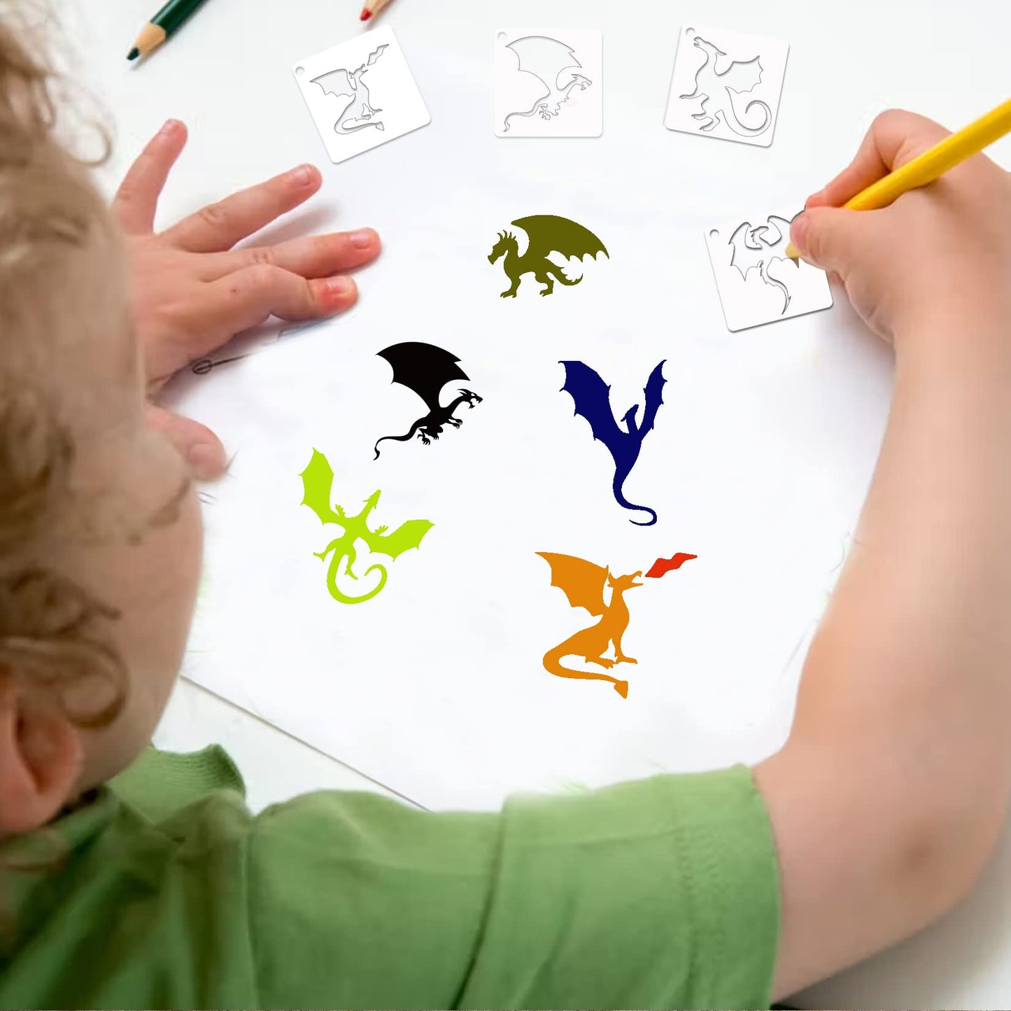 Small Stencils for Painting on Wood Reusable, 3 Inch Reusable Stencil for Craft Ornament Paint Template Stencils for Wall Card Rock Wood Signs Coasters Canvas Home Decor (Dragon)