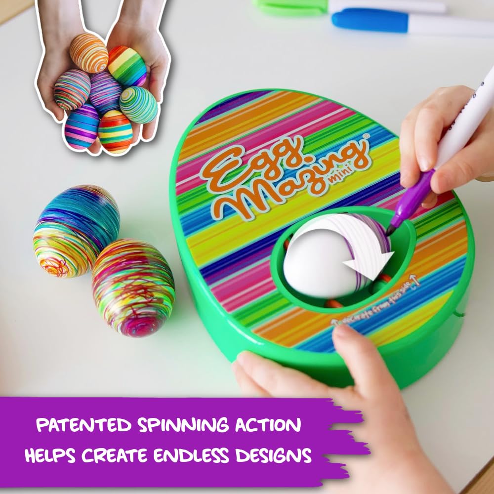Easter Egg Mini Decorator Kit Arts and Crafts Set - Includes Egg Decorating Spinner and 6 Markers - Ages 3 and Up [Packaging May Vary]