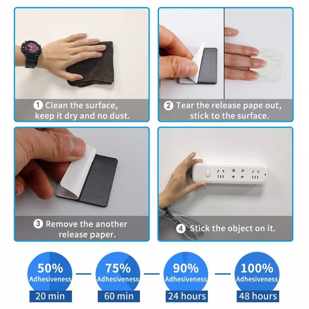 Double Sided Foam Tape Strong Pad Mounting,Black Self-Adhesive Tape Include Square Round and Rectangular(60Pcs)