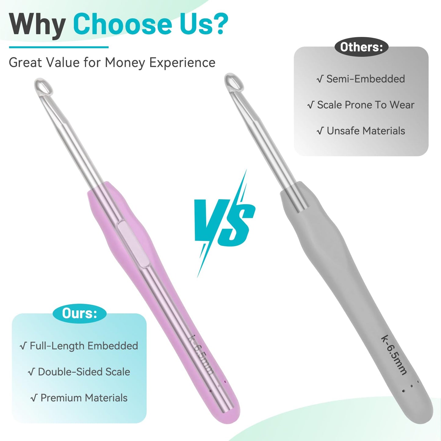 Coopay Crochet Hooks Set with Case, 12 Size Ergonomic Crochet Needles for Beginner Adult Arthritic Hands, 2mm(B)-8mm(L) Extra Long Knitting Hook for Crocheting Yarn- Great DIY Craft Christmas Gift