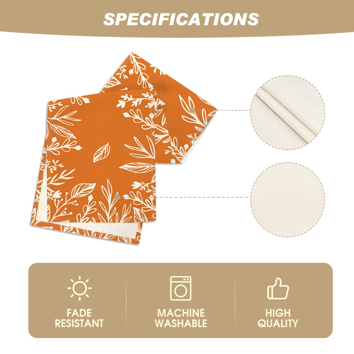 Orange Floral Fall Table Runner, Seasonal Autumn Kitchen Dining Table Decoration for Home Party Decor 13x60 Inch