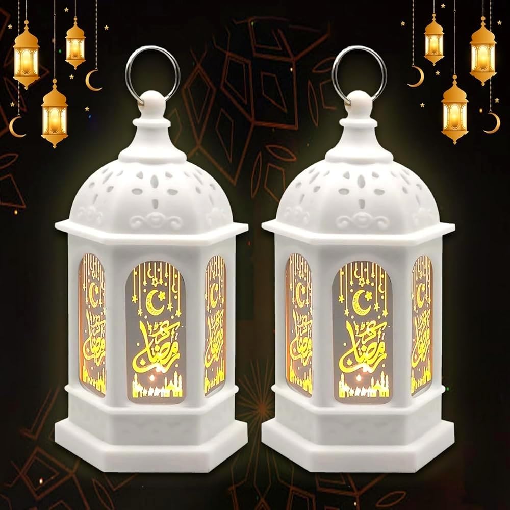 Ramadan Lantern Lights 2 Pack, Ramadan Decorations, Eid Decorations for Home, Mini Ramadan Lights, Eid Mubarak Decorations, Ramadan Eid Gifts, Ramadan Decorations for Home Party Table Windows