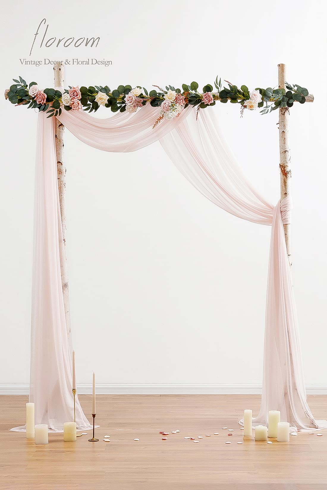 Wedding Arch Draping Fabric 2 Panels 20Ft Blush Chiffon Fabric Drapes Arbor Drapery Wedding Ceremony Reception Swag Decorations