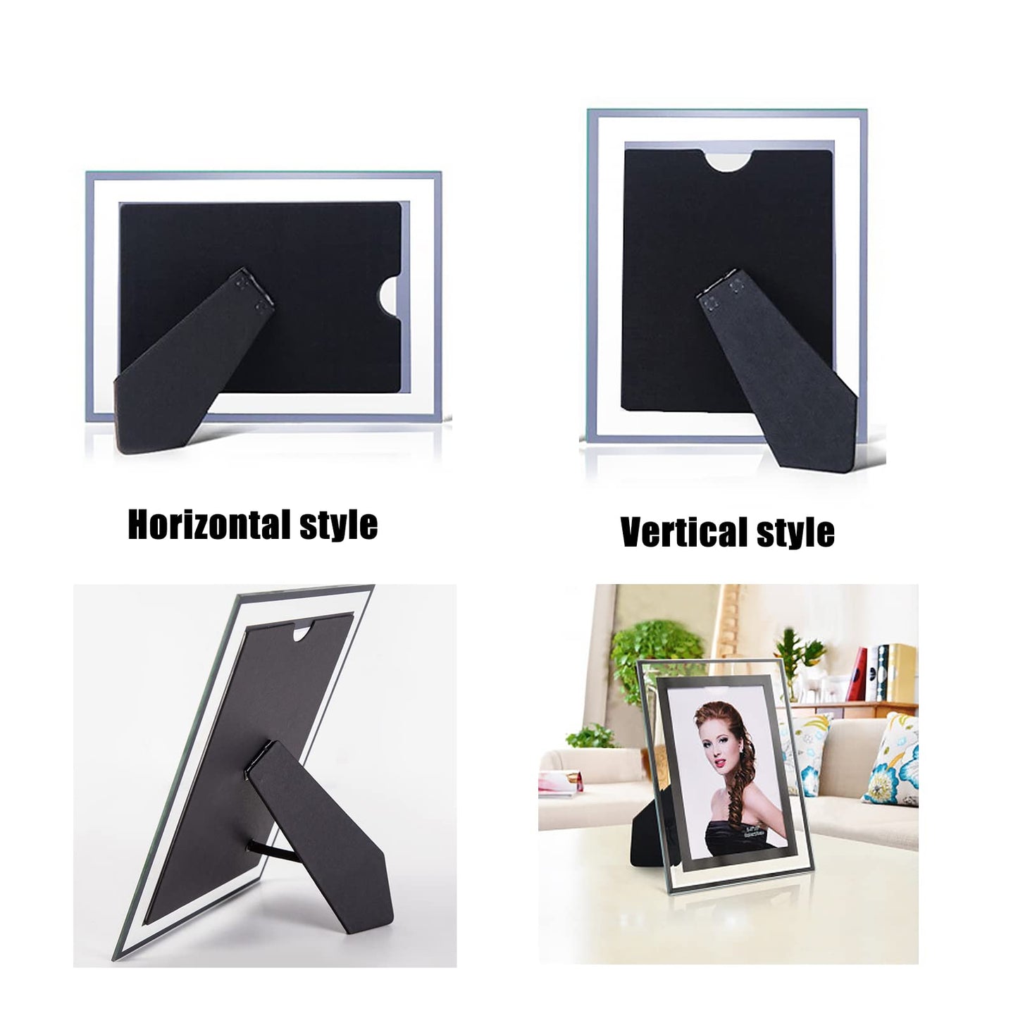 4x6 Glass Frame Small Photo High Transparency Vertical and Horizontal Style for Desk Shelf and Office Table Family Gallery and Wedding or Holiday Decoration