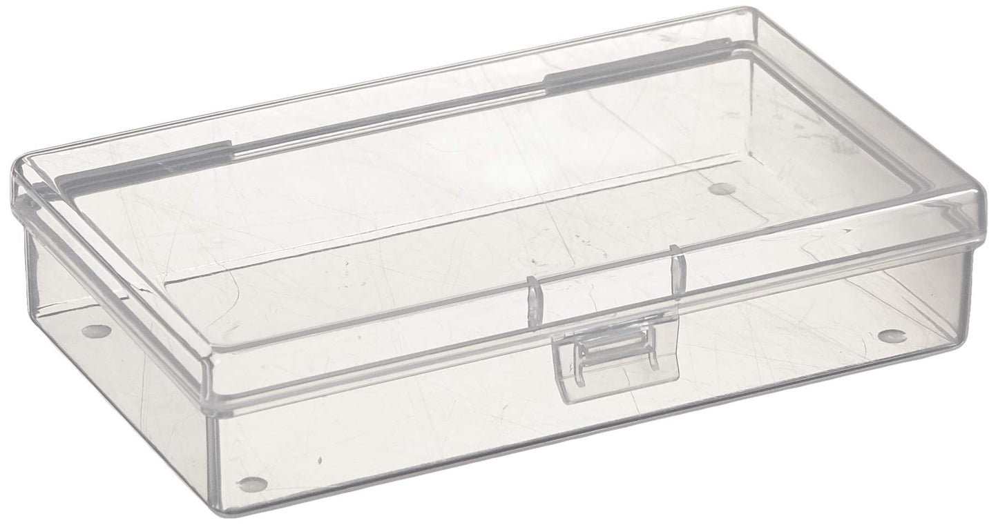 Goodma 7 Pieces Mixed Sizes Rectangular Empty Mini Clear Plastic Organizer Storage Box Containers with Hinged Lids for Small Items and Other Craft Projects