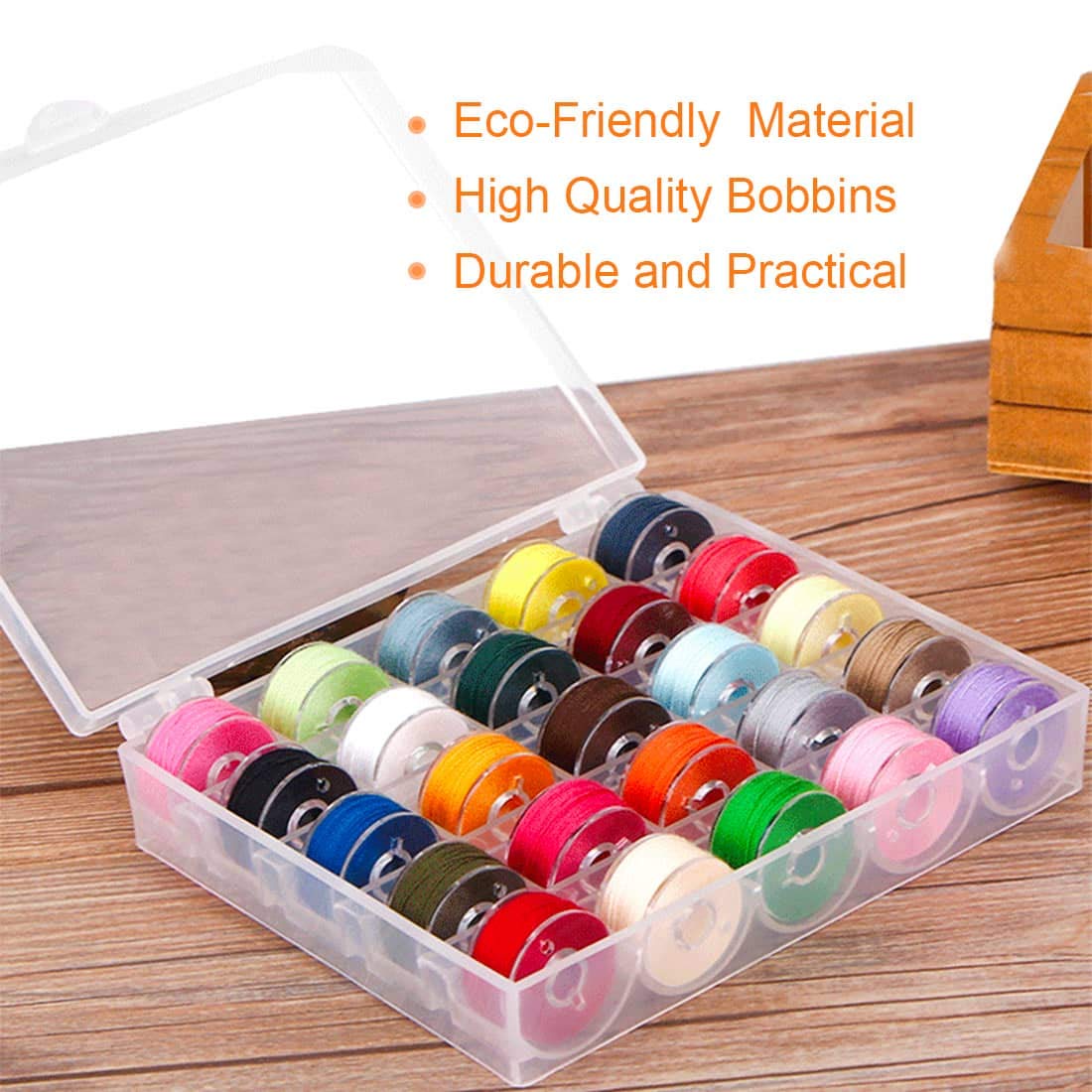 Bobbin Box,Machine Bobbin Organizer Plastic Case,Transparent 25 Slots Empty Bobbins Spools Box，Sewing Craft Plastic Case Storage Box for Sewing Machine