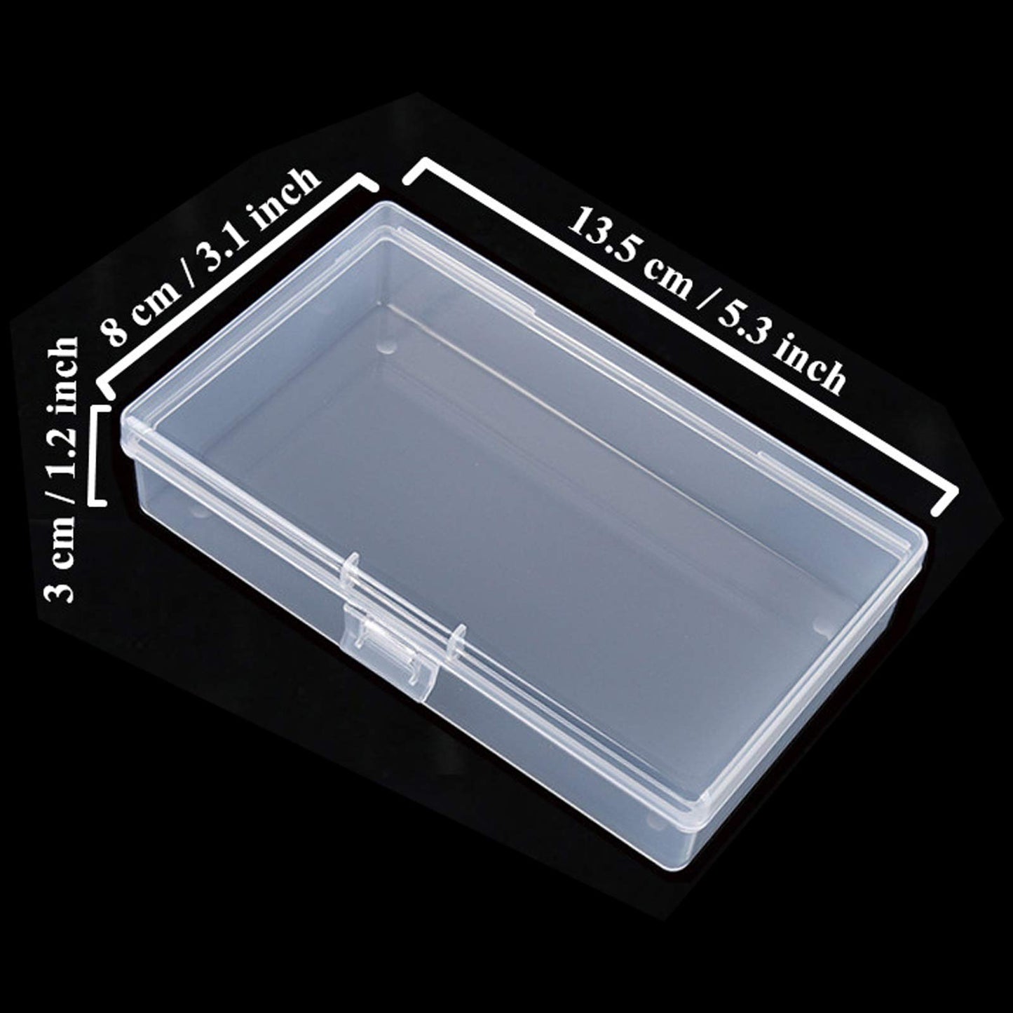 8 Pieces Rectangular Empty Mini Clear Plastic Organizer Storage Box Containers with Hinged Lids for Small Items and Other Craft Projects (135 x 80 x 30 mm)