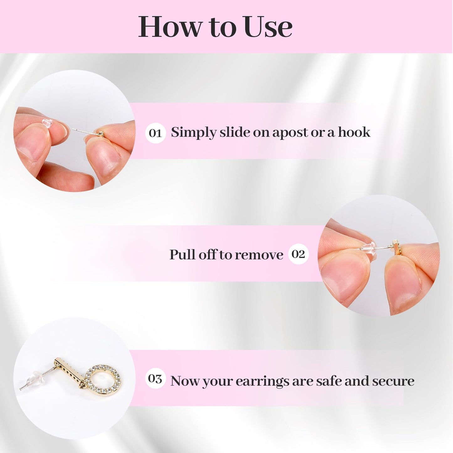 Rubber Earring Backs Soft Clear Earring Backings for Studs Hypoallergenic Silicone Earrings Backs Stopper Replacement for Women (100 Pcs)