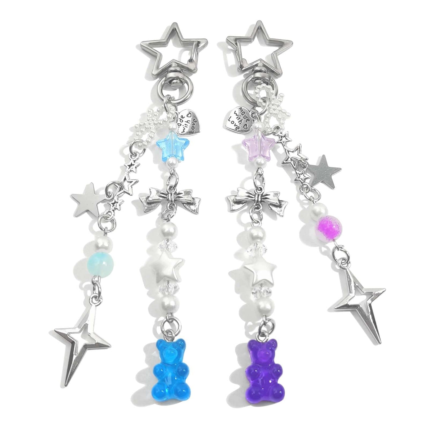 AGEN KGEN Novelty keychains Aesthetic Y2K Keychain Charms Stylish Keychains Accessories for Women Bag Purse Gifts (2x Star Pendant)