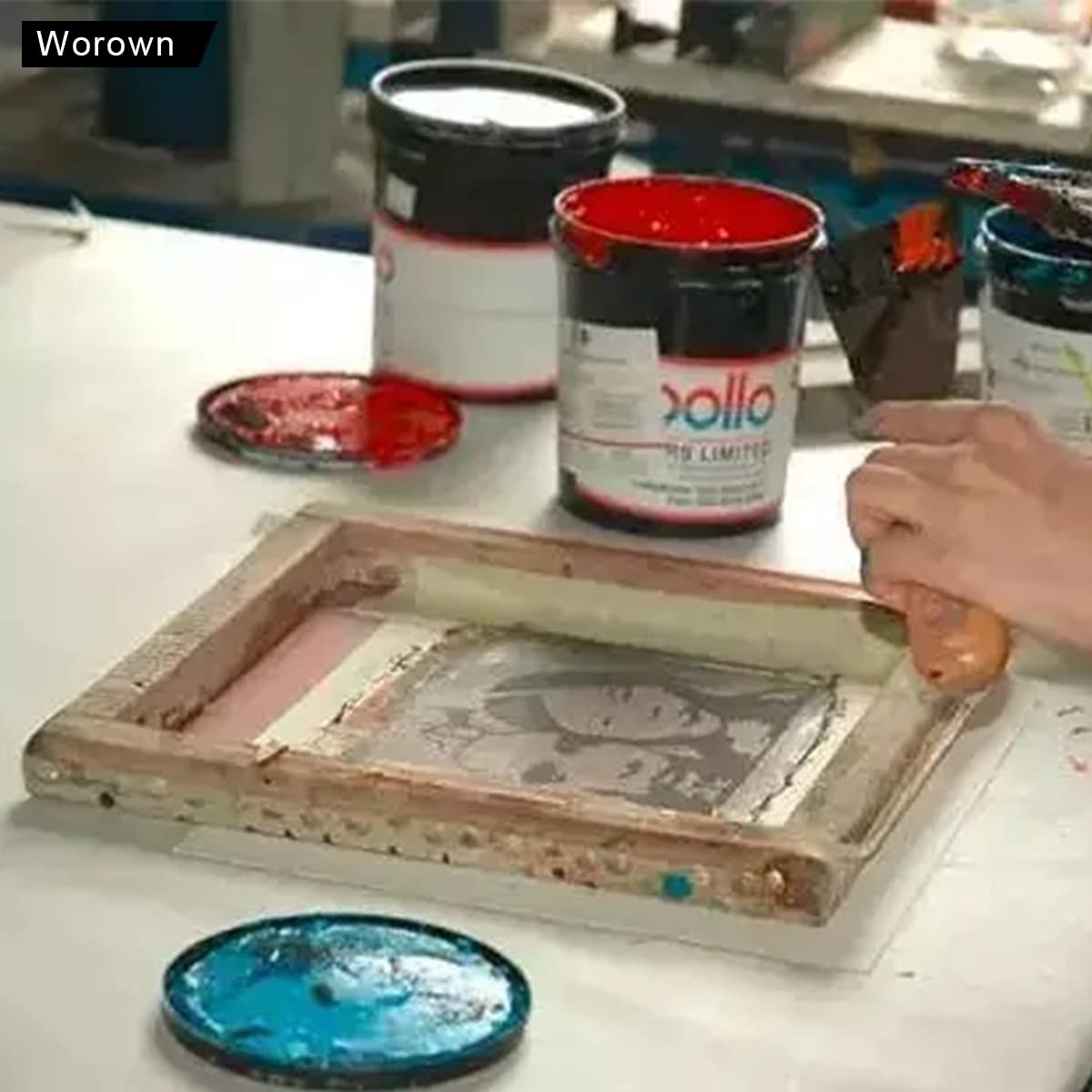 Worown 10 X 14 Inch Wood Silk Screen Printing Frame with 110 White Mesh and 1 Piece 4 x 10 Inches Screen Printing Squeegee for Screen Printing