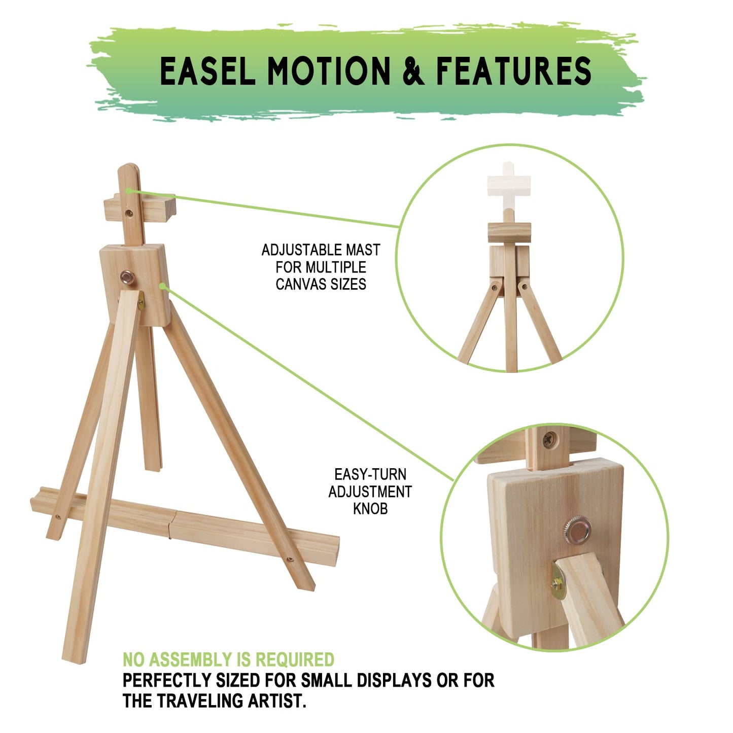 25'' Folding Wooden Tabletop Easel for Painting, Hold Canvas up to 23 Inches, Portable A-Frame Artist Desktop Painting Stand, Photo Picture Sign Holder