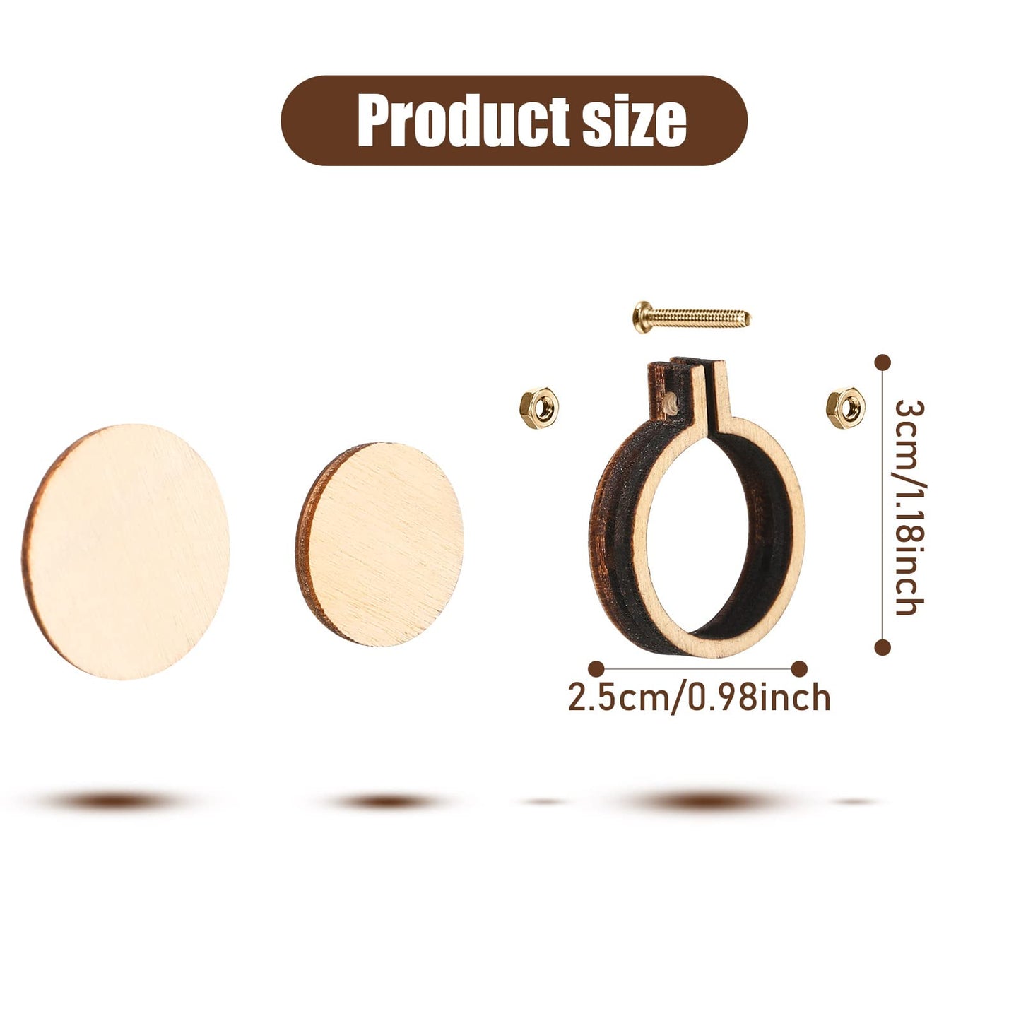 20 Pieces 1 Inch Mini Embroidery Hoops Christmas Wooden Small Tiny Embroidery Hoops Adjustable Circle Cross Stitch Ring Bulk for Home Ornaments Art Craft Handy Sewing