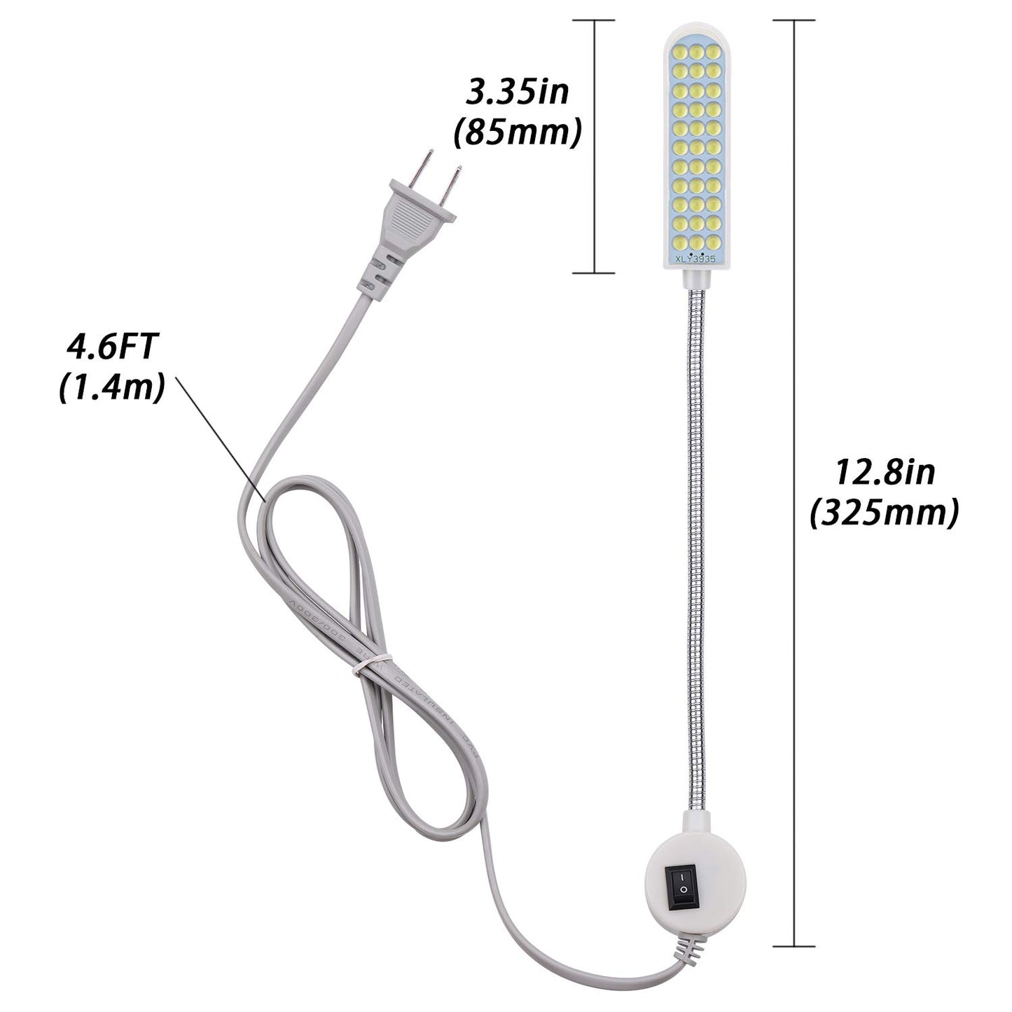 harmiey Sewing Machine Light (36LEDs) Gooseneck Work Light with Magnetic Mounting Base, White Soft Light for Lathes, Drill Presses, Workbenches (2PACK)