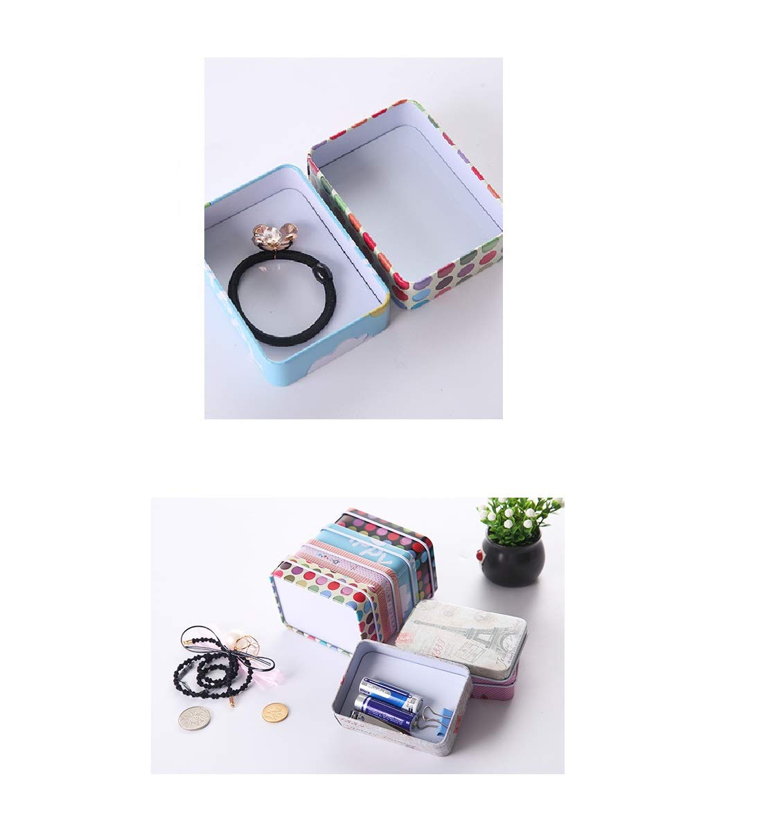 5 Pack Metal Tins Box Containers 3.54 x 2.56 x 1.1 inch, Mini Portable Small Tins with Lids, Rectangular Case Empty Box for Candies, Pills, Earring,Jewelry Craft, Multi-Purpose Home Kitchen Office