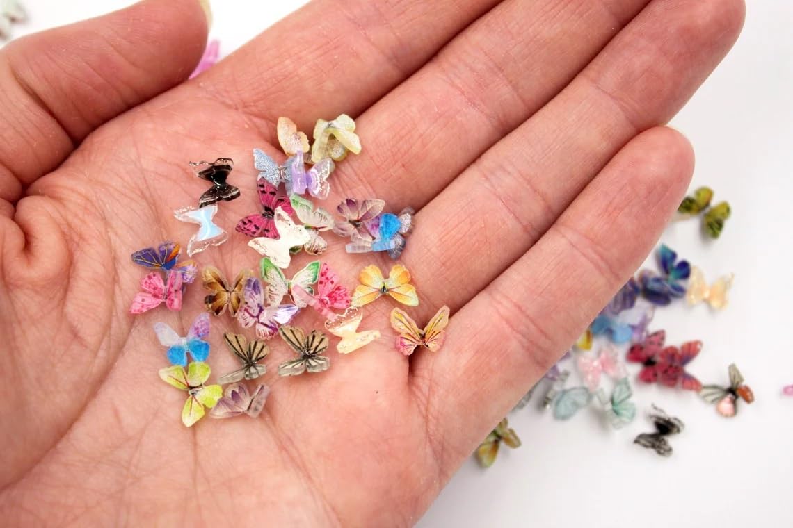 Micro Resin Butterflies, Dollhouse Miniature Tiny Butterflies, Terrarium Fairy Garden Dolls Toy, Mini Micro Landscaping Decoration (30 PCS)