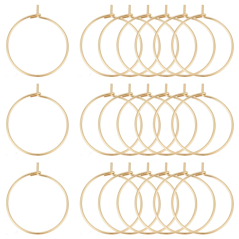 UNICRAFTALE 100pcs 20mm Hypoallergenic Stainless Steel Hoop Earring Golden Wine Glass Charm Rings 0.7mm Pin Earring Beading Hoop for Women Dangle Hoop Earrings Making