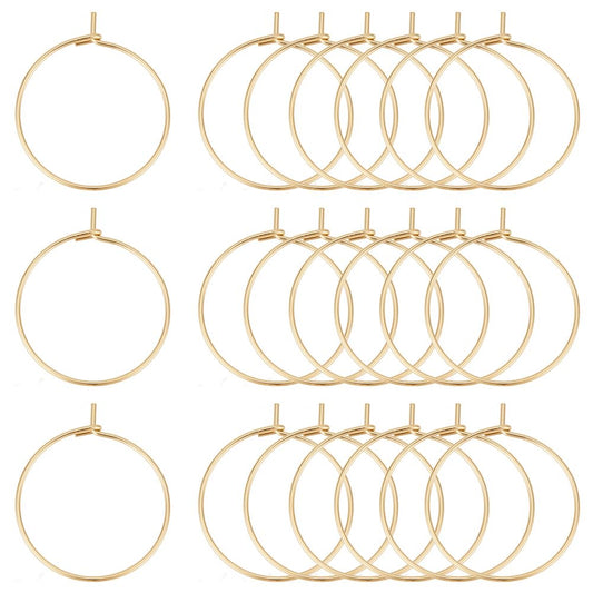 UNICRAFTALE 100pcs 20mm Hypoallergenic Stainless Steel Hoop Earring Golden Wine Glass Charm Rings 0.7mm Pin Earring Beading Hoop for Women Dangle Hoop Earrings Making