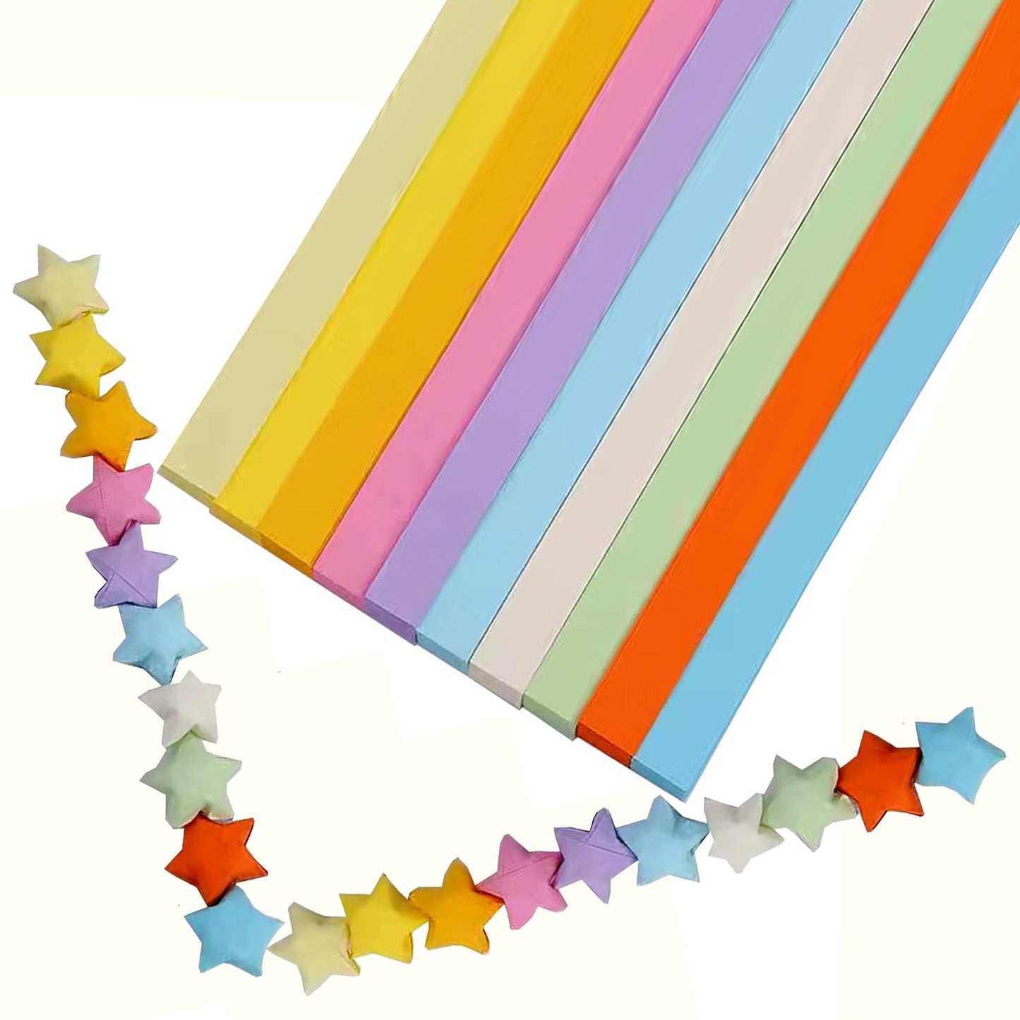 Origami Paper Stars, Colorful Handcraft Origami Lucky Star Paper DIY Paper Arts Creativity Hand Art Crafts (10-color mix (1350) sheets)