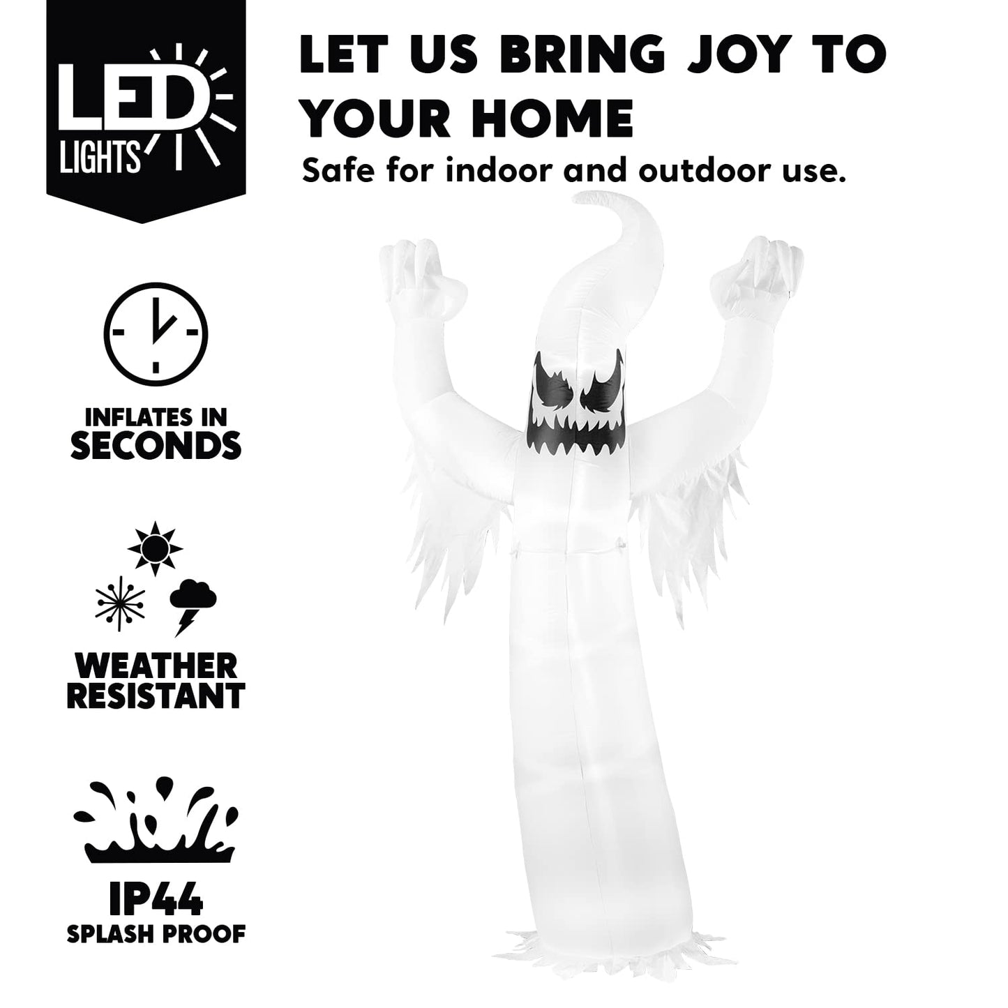 Joiedomi 12 FT Tall Halloween Inflatables Ghost Outdoor Decorations, Inflatable Yard Decorations, Blow Up Ghost Halloween Decor with Build-in LEDs for Scary Decor