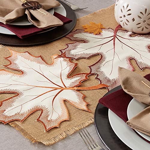 Fall Table Decorations Indoor Décor, Thanksgiving, Table Runner, 14x70, Embroidered Cut Work Leaves