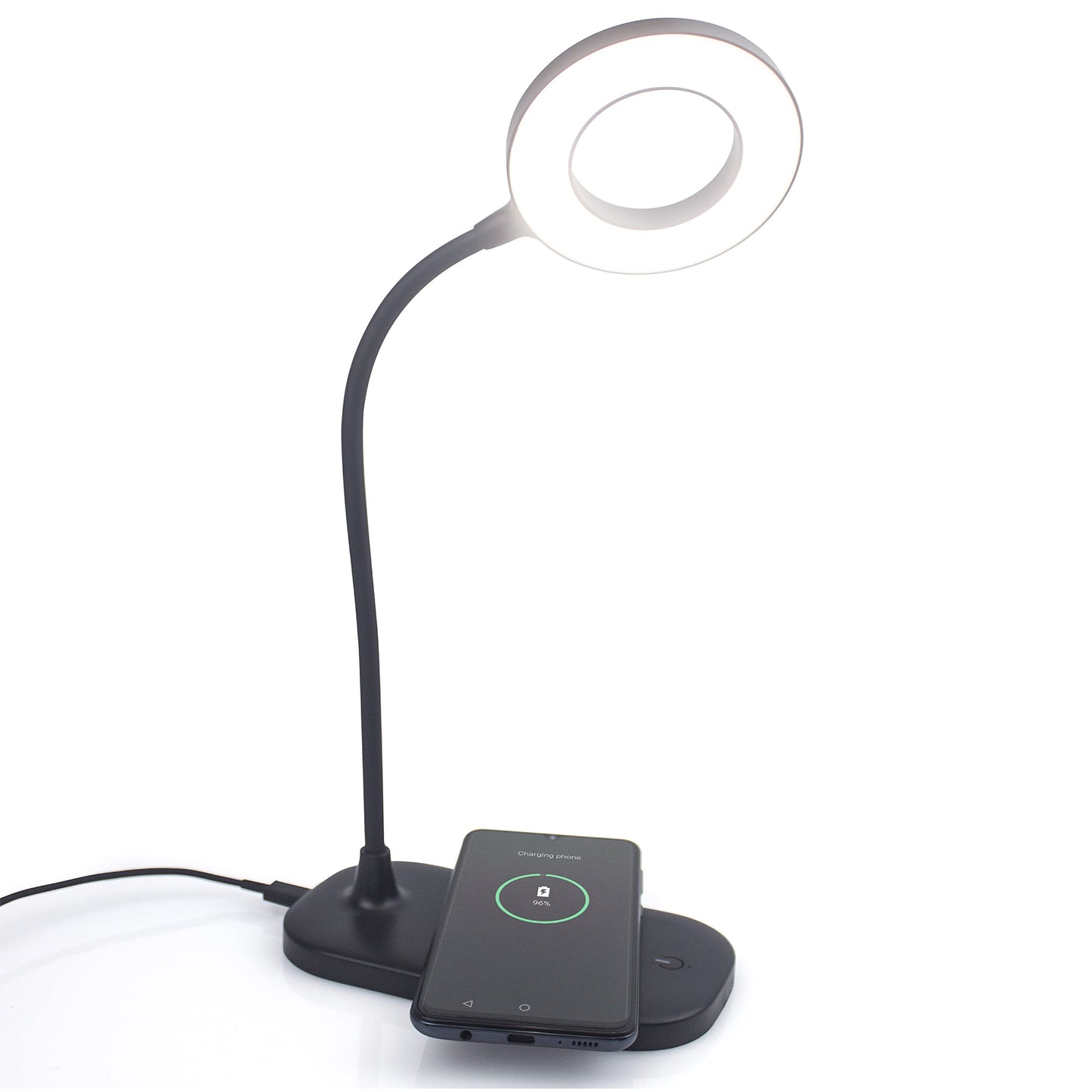 Newhouse Lighting Zlata Painted Black Plastic Tap or Touch Switch Dimmable and Adjustable Color Temperature Office Desk Lamp with 21 LEDs and USB Port