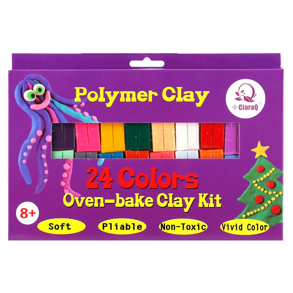 CiaraQ 24 Colors Small Block Polymer Clay Starter kit, Oven Bake Clay, DIY Molding Clay, Great for Kids, Beginners