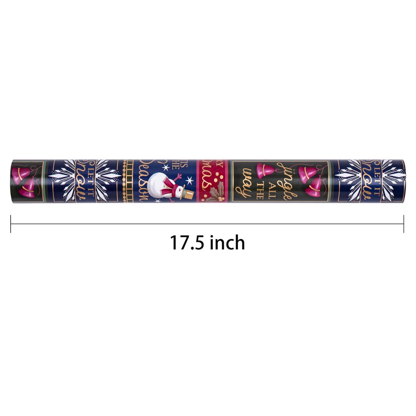Reversible Wrapping Paper Roll - Mini Roll - Christmas Santa Claus, Snowman and Candy Cane Pattern Great for Christmas, Party, Holiday - 17.5 Inches X 32.8 Feet
