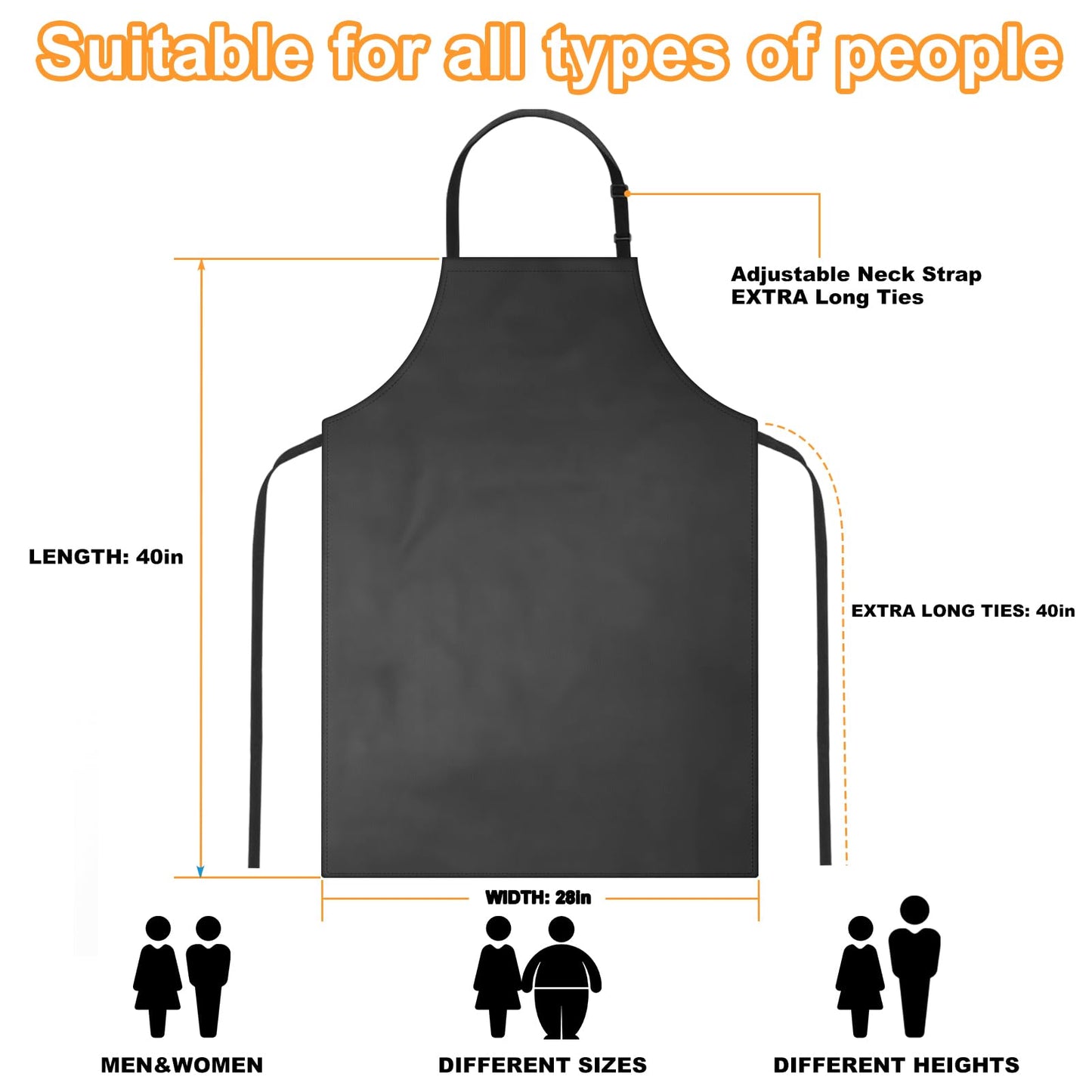 4 Pack Waterproof Rubber PVC Apron Adjustable Dishwasher Apron-Women Men Heavy Duty Work Apron for Dishwashing Chemical Lab Butcher Grooming Black