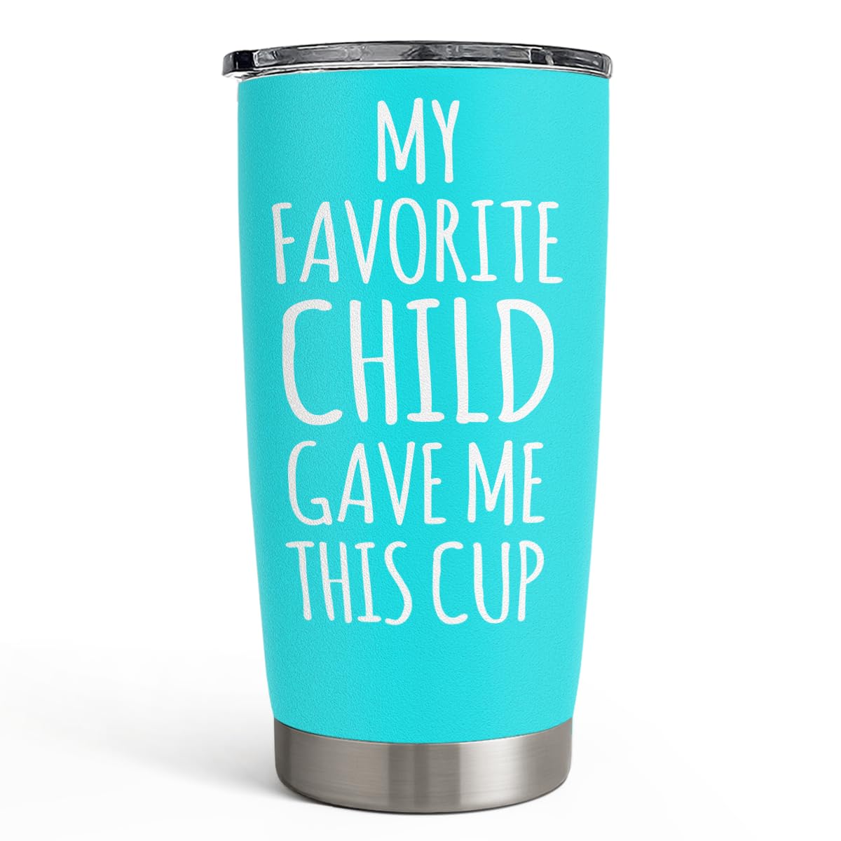 SANDJEST Mom Tumbler Gift for Mom from Son, Daughter - My Favorite Child Gave Me This Cup 20oz Insulated Travel Mug - Awesome Mother's Day, Birthday, Christmas Tumblers Gifts Idea for Moms