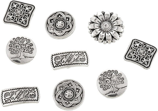 Metal Buttons - 50Pcs Assorted Mixed Vintage Style Engraved Flower Decorative Round Buttons for Crafts Sewing Coats Jeans Suits DIY