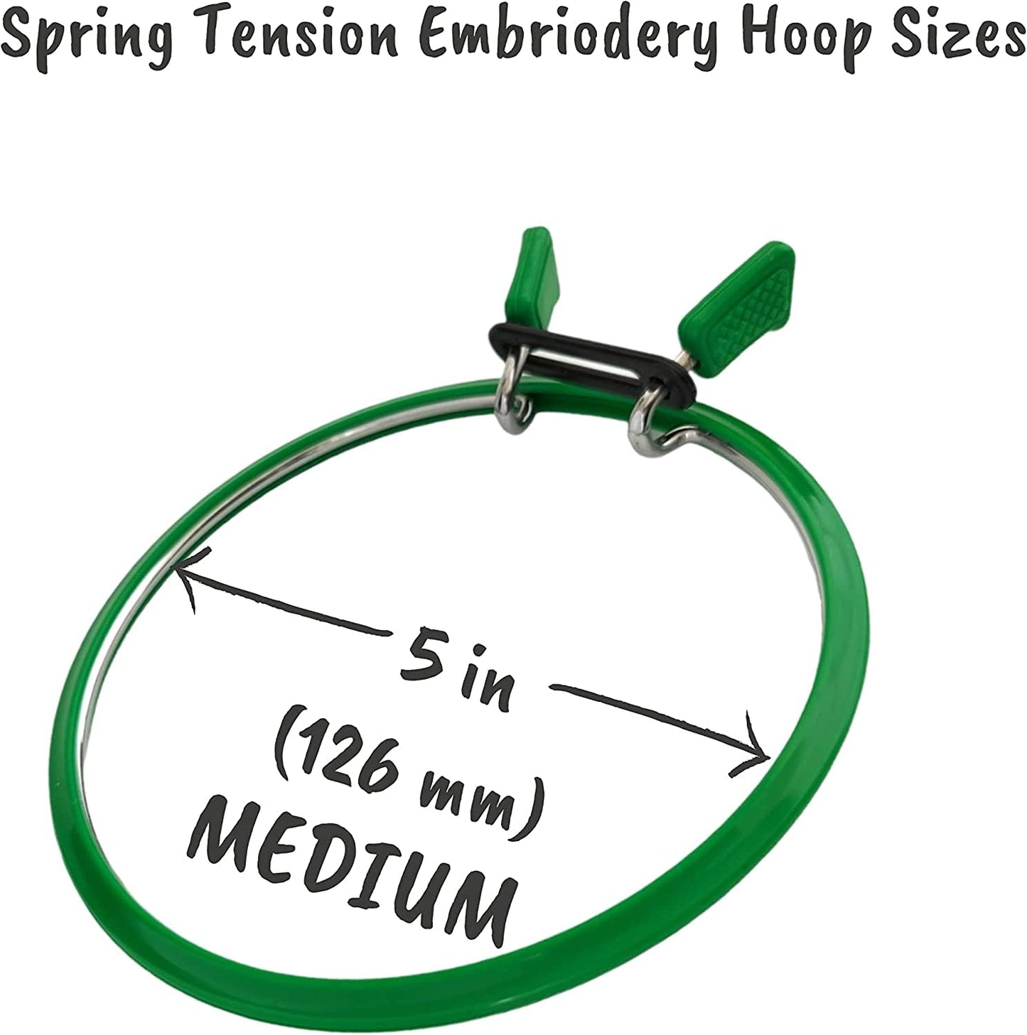 Premium Quality, Metal Spring Tension Embroidery Hoops, Cross Stich Hoop, Darning Hoops, Embroidery Tension Shed (Green, Siz Mix)