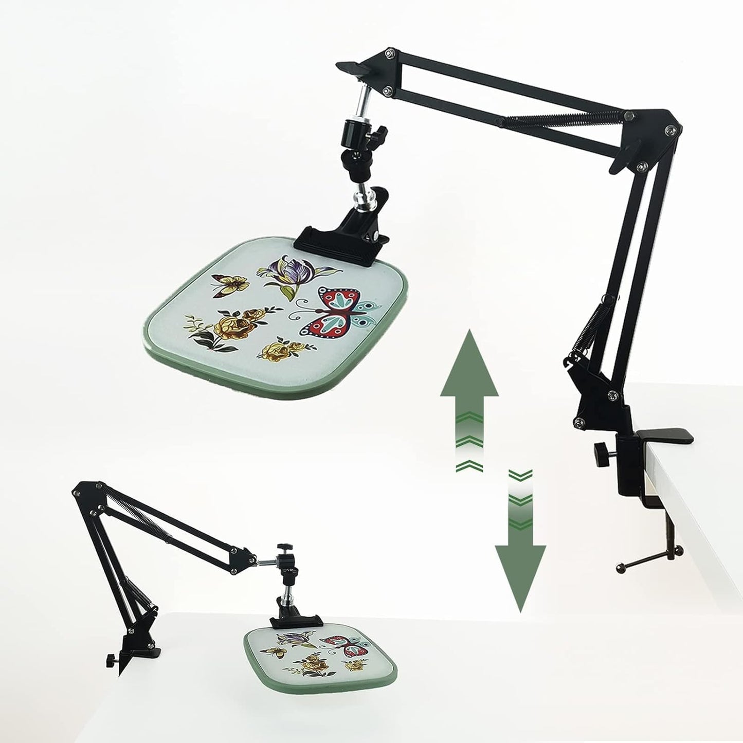 Hand Embroidery Stand Lap,Folding Cross Stitch Stand Clamp, Hand Embroidery Hoop Holder 360 Rotated Embroidery Holder Stand ,Embroidery Hoops Stand Suitable for Embroidery Hoops（Black）